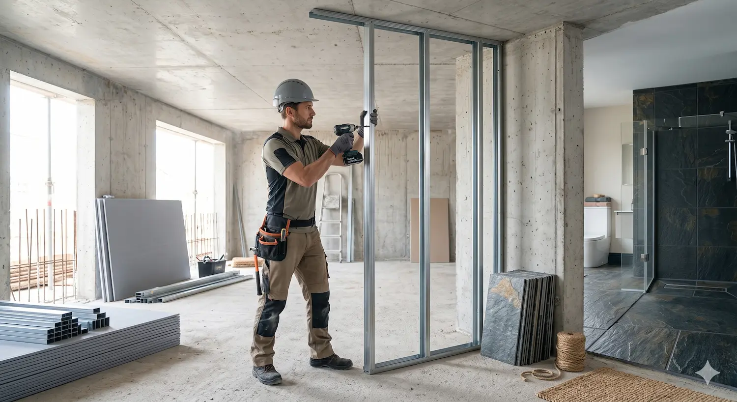 Professionelle Montage von Trockenbau-Trennwänden in Aachen