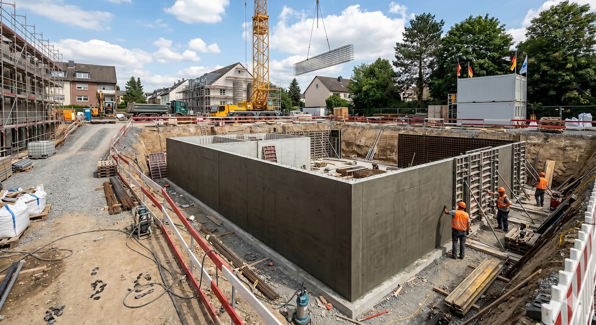 Kellerbau mit wasserundurchlässigem Beton in der Region Aachen
